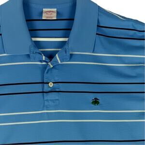 Brooks Brothers Performance Polo Men's XL Blue Striped Golf Casual Preppy